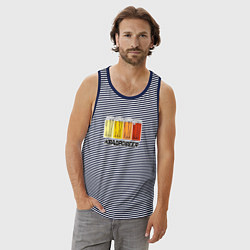 Майка мужская хлопок КвадроBEER, цвет: синяя тельняшка — фото 2