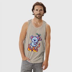 Майка мужская хлопок Пожар у коалы, цвет: миндальный — фото 2