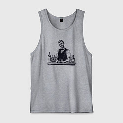 Майка мужская хлопок Бармен за стойкой, цвет: меланж