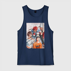 Майка мужская хлопок Дандадан: Кэн Такакура, цвет: тёмно-синий