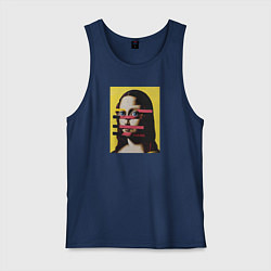 Майка мужская хлопок Мона Лиза да Винчи, цвет: тёмно-синий