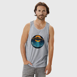 Майка мужская хлопок Космическая тарелка, цвет: меланж — фото 2