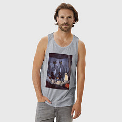 Майка мужская хлопок Коты на хэллоуин, цвет: меланж — фото 2