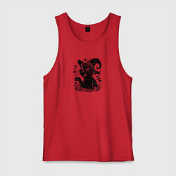 Мужская майка Черный кот в шляпе ведьмы тату