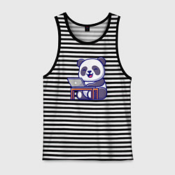 Мужская майка Весёлая панда с ноутбуком