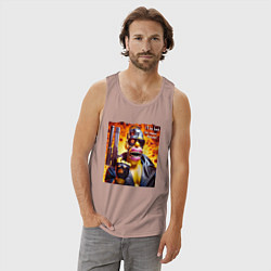 Майка мужская хлопок Гомер Симпсон и Арнольд Шварценеггер - коллаба, цвет: пыльно-розовый — фото 2