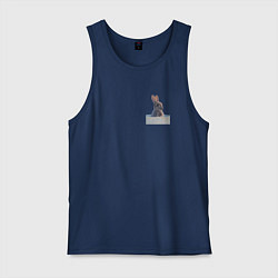 Майка мужская хлопок Заяц зимний в сугробе, цвет: тёмно-синий