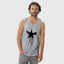 Майка мужская хлопок Black blot star - minimalism, цвет: меланж — фото 2