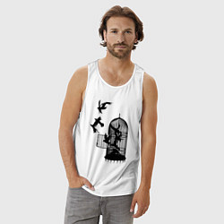 Майка мужская хлопок На волю, цвет: белый — фото 2