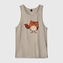 Майка мужская хлопок Привет от совы, цвет: миндальный