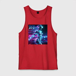 Мужская майка Neon cyber girl - ai art