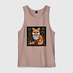 Мужская майка Лиса в ночном лесу