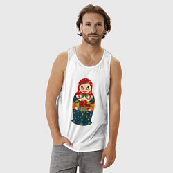 Майка мужская хлопок Матрёшка джокера, цвет: белый — фото 2