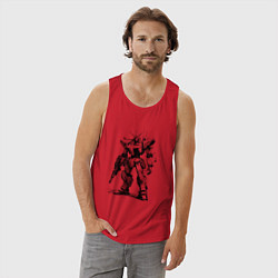 Майка мужская хлопок Боевой бот, цвет: красный — фото 2