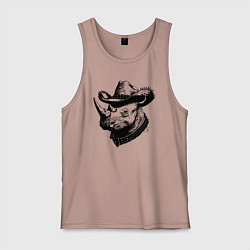 Майка мужская хлопок Носорог ковбой, цвет: пыльно-розовый