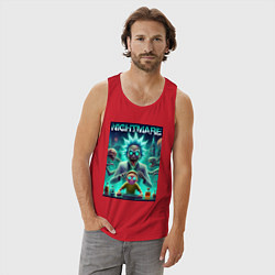 Майка мужская хлопок Morty Smiths nightmare - neon glow, цвет: красный — фото 2