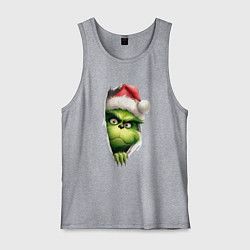 Майка мужская хлопок Гринч похититель рождества в ожидании нового года, цвет: меланж