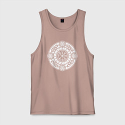 Майка мужская хлопок Компас вегвизир и узлы защиты воина, цвет: пыльно-розовый