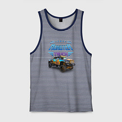 Майка мужская хлопок Monster truck, цвет: синяя тельняшка