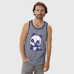 Майка мужская хлопок Миленькая панда, цвет: синяя тельняшка — фото 2