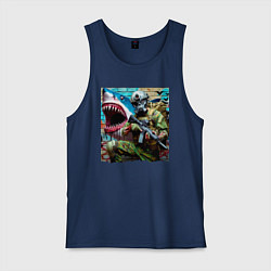 Мужская майка Shark and warrior - graffiti