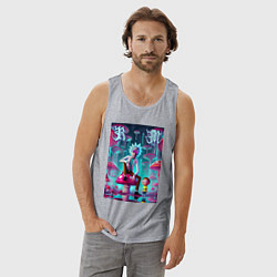 Майка мужская хлопок Rick and Morty under the mushrooms, цвет: меланж — фото 2