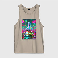 Мужская майка Рик на космическом мотоцикле - нейроарт