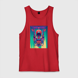 Майка мужская хлопок Демон самурай, цвет: красный