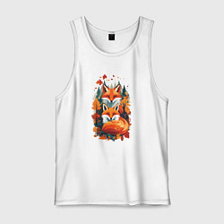 Мужская майка Лисы и осенний пейзаж