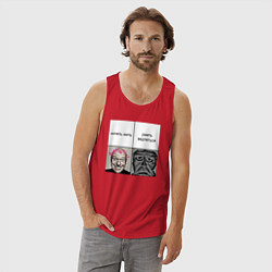 Майка мужская хлопок Хочешь жить, цвет: красный — фото 2