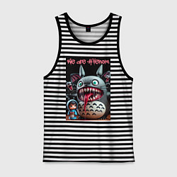 Майка мужская хлопок Totoro-Venom - ai art fantasy, цвет: черная тельняшка