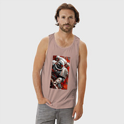 Майка мужская хлопок Космодесантник в белом костюме, цвет: пыльно-розовый — фото 2