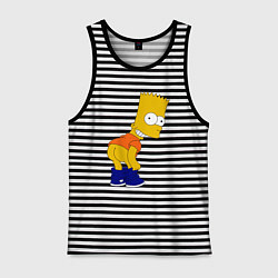 Майка мужская хлопок Барт без штанов, цвет: черная тельняшка