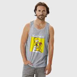 Майка мужская хлопок Гомер с пончиком, цвет: меланж — фото 2