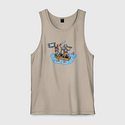 Майка мужская хлопок Мёртвые пиратики, цвет: миндальный