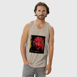 Майка мужская хлопок Леопард-разноцветная абстракция, цвет: миндальный — фото 2