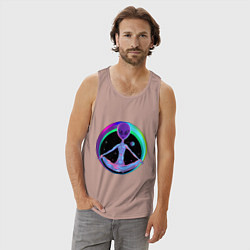 Майка мужская хлопок Alien Peace, цвет: пыльно-розовый — фото 2