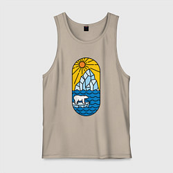 Майка мужская хлопок Мишка на льдине, цвет: миндальный