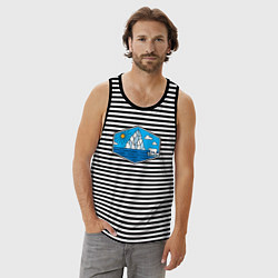 Майка мужская хлопок Северный мишка, цвет: черная тельняшка — фото 2