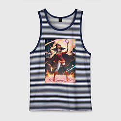 Майка мужская хлопок Мегумин колдует взрывную магию, цвет: синяя тельняшка