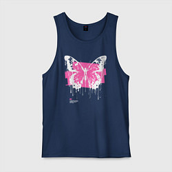 Майка мужская хлопок Emo butterfly with splashes of paint, цвет: тёмно-синий