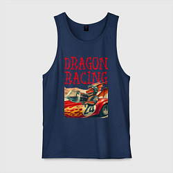 Майка мужская хлопок Dragon cool racer - ai art, цвет: тёмно-синий