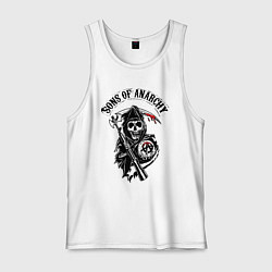 Майка мужская хлопок Sons of anarchy - логотип, цвет: белый