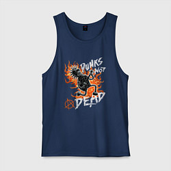 Майка мужская хлопок Панк-рок с Бендером из Футурамы, цвет: тёмно-синий