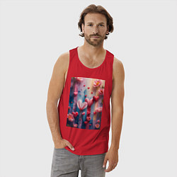 Майка мужская хлопок Композиция из цветов и сердечек, цвет: красный — фото 2