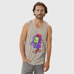 Майка мужская хлопок Tetris skater, цвет: миндальный — фото 2