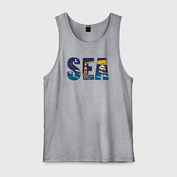 Мужская майка Парусник на морских волнах