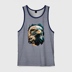 Майка мужская хлопок Взгляд хищника, цвет: синяя тельняшка