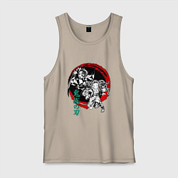 Майка мужская хлопок Клинок рассекающий демонов Незуко и Тандзиро круг, цвет: миндальный