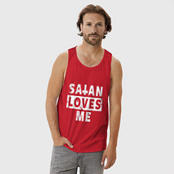 Майка мужская хлопок Сатана любит меня, цвет: красный — фото 2